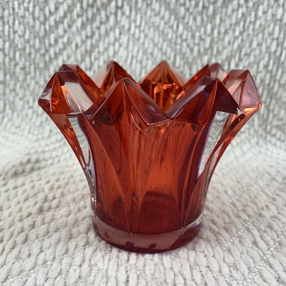 Mikasa Skyline Red Votive Candle Holder‎ Heavy Lead Crystal Czech Republic 3.25